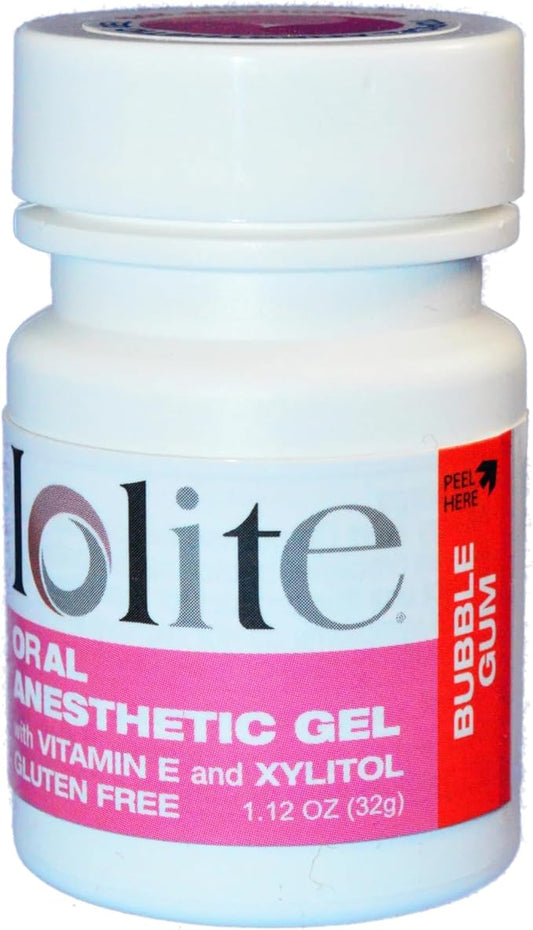 IOLITE Oral Topical Gel with Xylitol and Vitamin E - Gluten Free - Relief for Canker Soars and Dental Pains (1oz, Bubblegum)