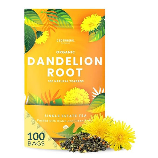 Organic Dandelion Root Tea-100 Tea Bags | Organic Herbal Tea | Eco-Friendly Tea Bags | Non-GMO Caffeine Free Tea