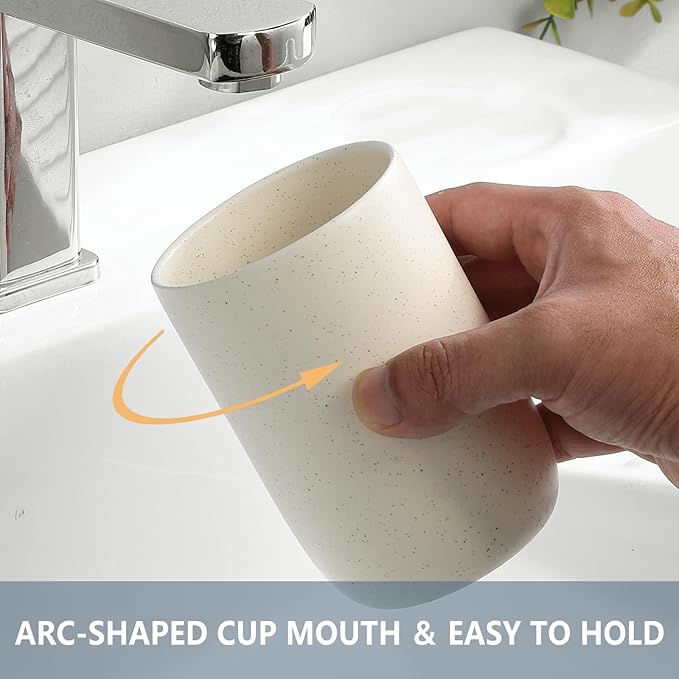 Toothbrush Holder for Bathrooms - 1 Cup Ceramic Toothbrush Toothpaste Holder, Beige Bathroom Tumbler Cup Reusable Toothbrush Mouthwash Cup, Bathroom Counter Organizer