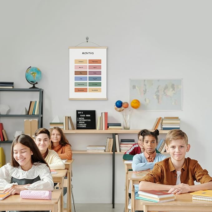 Classroom Wall Art Toddler Educational Posters Months Wall Art - Kids Posters Perfect for Toddler Room Decor, Playroom, Classroom & Homeschool Learning Spaces Durable & Ready to Hang 12x15.7 Inch