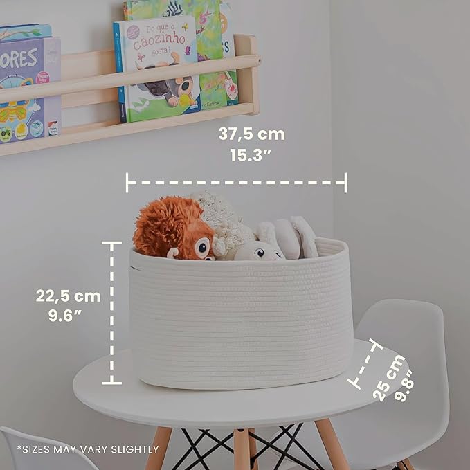 OrganiHaus Set of 3 Off-White Woven Storage Baskets for Shelves, Decorative Organizer Bins for Closet, Bathroom & Living Room, Multipurpose Home Organization Baskets, Toy Storage Basket - 15x9x10 in