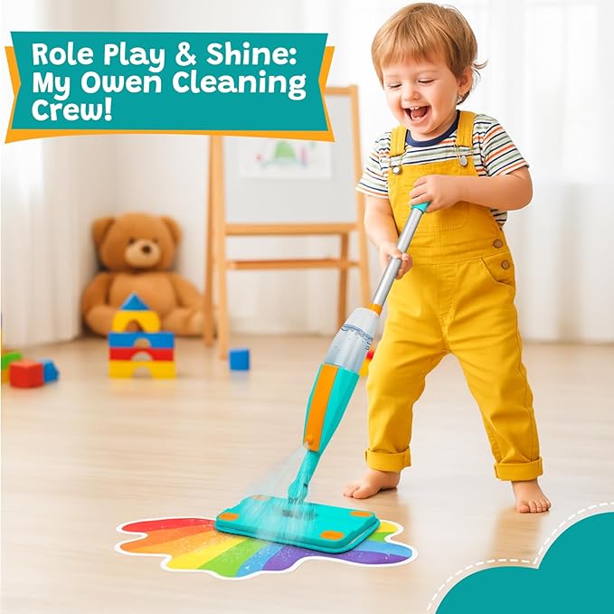 Toy Spray Mop for Kids - Really Toddler Kids Spray Mop, Montessori Cleaning Toy Set, Educational and Fun Gifts for Boys and Girls Ages 4+, Kids Cleaning Toy Set