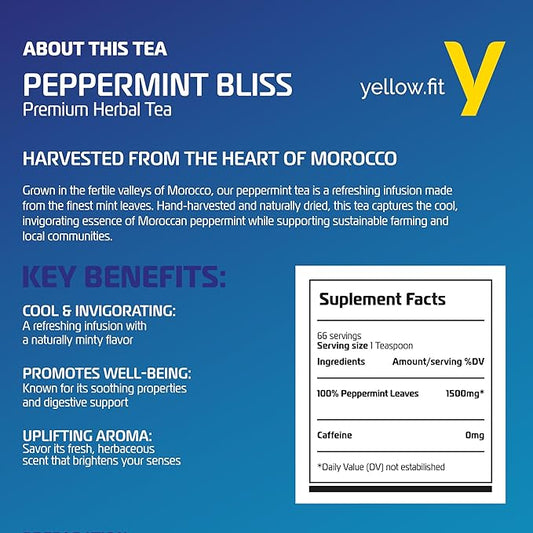 PEPPERMINT BLISS Premium Herbal Tea HARVESTED FROM THE HEART OF MOROCCO
