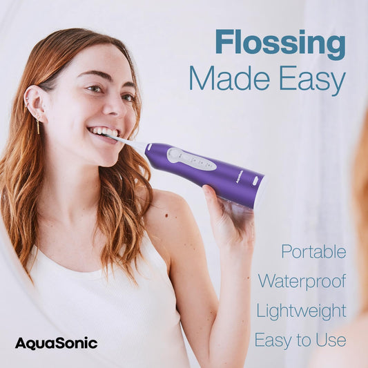 AquaSonic Water Flosser - Cordless Rechargeable Water Flossers for Teeth Cleaning - Waterproof Aqua Flosser, Portable Oral Irrigator for Dental Cleaning with 5 Jet Tips – Braces Home Travel