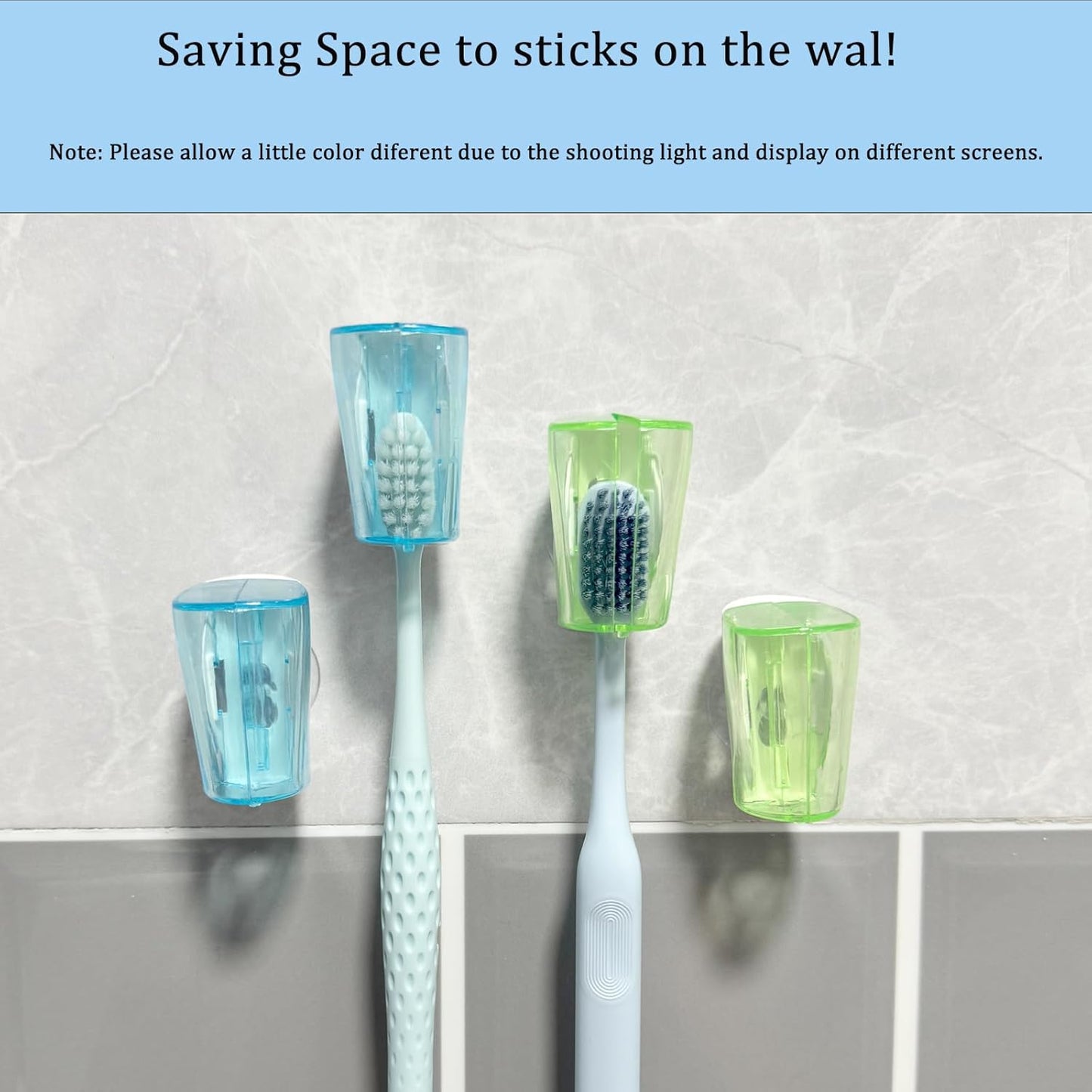 4 PCS Travel Toothbrush Head Covers Caps, Tooth Brush Protector Cap Brush Pod Case Portable Plastic Clip Wall Mounted Hanging Rack Organizer for Bathroom Travel
