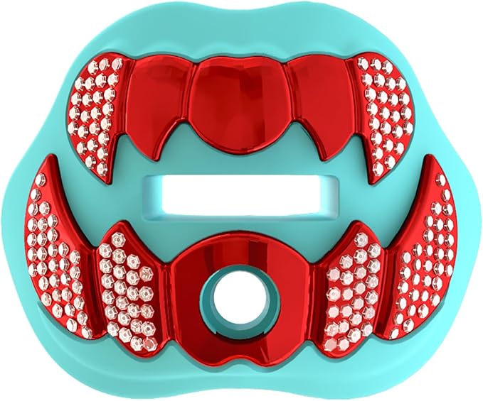 LeCool Football Mouth Guard with Connected Strap- 3D Beast Chrome Adult and Youth Mouth Guard-Mouth Piece for Sports for Maximum Air Flow and Teeth Protection