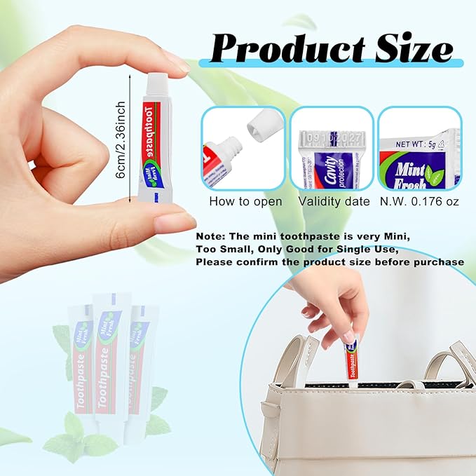 30 Tubes Extra Small Travel Size Toothpast Bulk,Mini 0.176 oz/5 Grams Small Disposable Toothpaste Mint Single Use Mini Bulk Toothpaste Travel Size for Hotel,Camping,Homeless,Charity,Guests