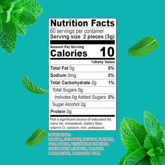 DC24 DAILY CARE Xylitol Gum without Aspartame, Sugar Free Chewing Gum for Cavities, Natural Wintergreen Flavor, Gluten Free, Vegan, 60 Pieces, Pack of 2