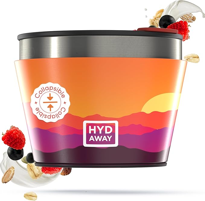 HYDAWAY 1.5-Cup Collapsible Insulated Bowl with Lid - BPA-Free, Leak-Resistant, and Ultra-Compact for Travel, Camping & Everyday Meals