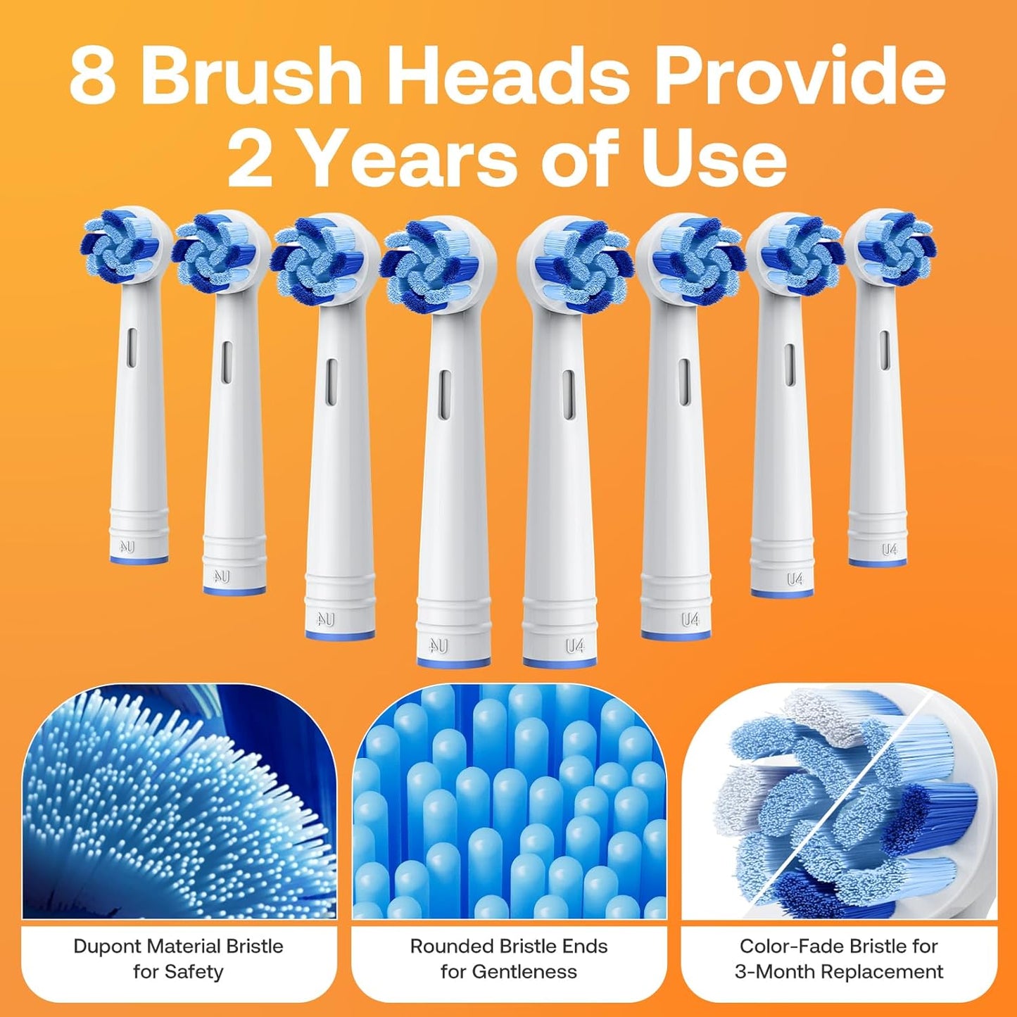 Bitvae Rotating Electric Toothbrush 2 Packs for Adults and Kids, 8 Brush Heads 60-Day Battery Life, 5 Modes Power Toothbrush with 2-Minute Smart Timer, Black & White, R1