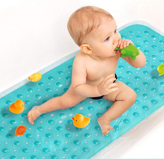 Sheepping Baby Bath Mat Non Slip Extra Long Bathtub Mat for Kids 40 X 16 Inch - Eco Friendly Bath Tub Mat with 200 Big Suction Cups,Machine Washable Shower Mat (Green)