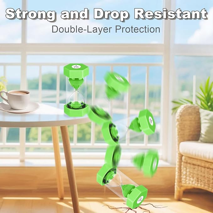 Hourglass 3 Minute Sand Timer, Green Plastic Sand Clock 3 Min, Colorful Hour Glass Sandglass for Classroom Gmaes Home Office Decor (Green)