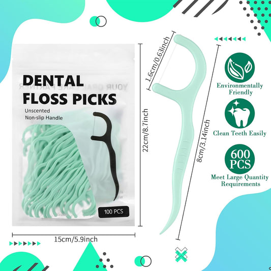 Baderke 200 Count Floss Picks Bulk Non Breakable Tooth Picks Flosser Dental Floss Sticks for Adults Teeth Cleaning Dental Flossers for Family Pack Travel(Light Green)