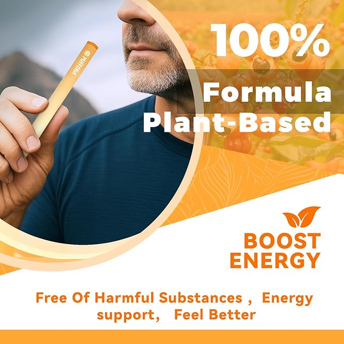 Energy Diffuser Pen, Extracts of Guarana, Green Tea & Taurine, Vitamin B12 & B6, Support for Energy & Focus Boost, Body Relaxation, Natural Alternative - 600 Uses