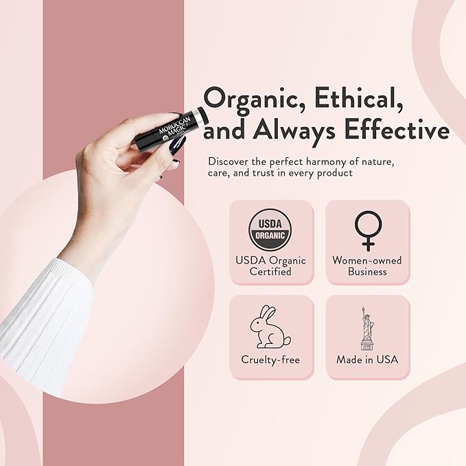 Moroccan Magic Organic Pure Coconut Lip Balm 3 Pack | Ultra-Hydrating Argan & Essential Oil Lip Moisturizer + Vitamin E | Natural Chapstick for Dry Lips | Smooth, Non-Toxic | Organic Lip Balm