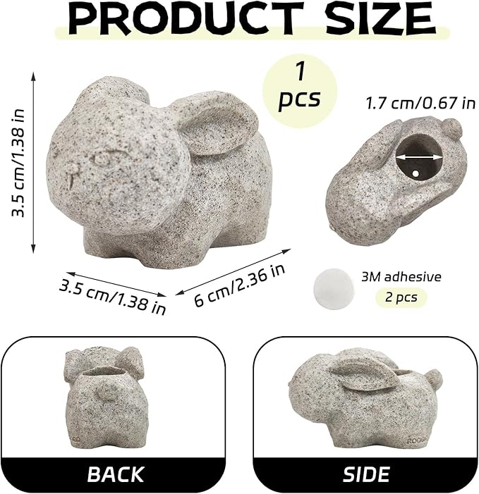 Cute Cartoon Toothbrush Stand, Mini Animal Single Tooth Brush Holder, Fun Resin Pen Pencil Holder for Bathroom Office Living Room Kitchen (Rabbit)