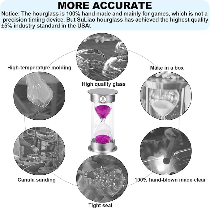 SuLiao Sand Timer, 60 Min Hourglass, Large Purple Sand Clock, Unbreakable Plastic for Kids, Games, Classroom, Kitchen, Decoration