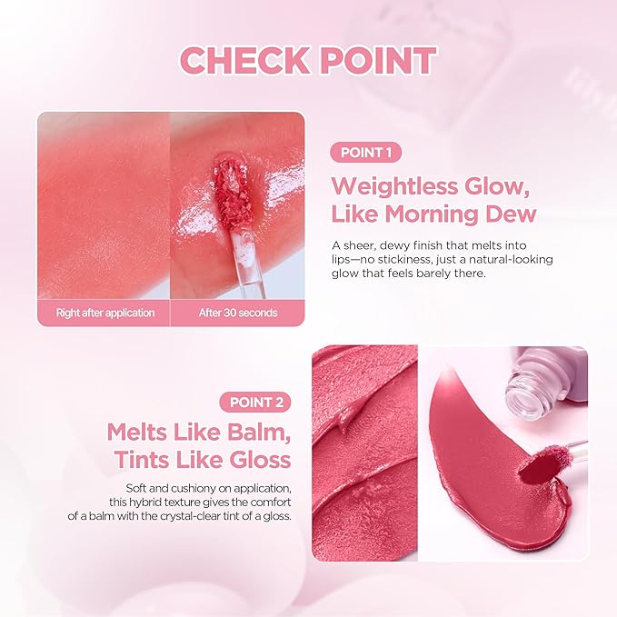 lilybyred Balming Dewy Tint | Korean Semi-Glow Lip Stain, Velvet to Soft Glow Texture, Sheer Buildable Color, Moisturizing & Lightweight, Natural Flush Look, Non-Sticky, 0.21 oz. (06 Topping Cherry)