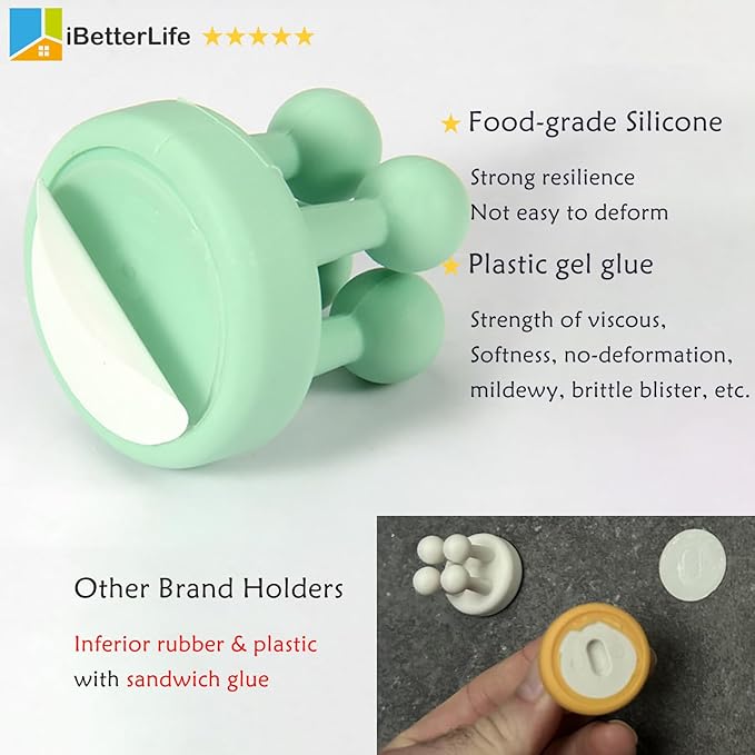 ZEZHOU Tooth Brush Holders for Bathroom - 5Pcs Silicone Toothbrush Razor Holder for Shower Wall Mounted Self Adhesive Cute Storage Hook for Kids Hanging Loofah Towel for Kitchen Living Room Office