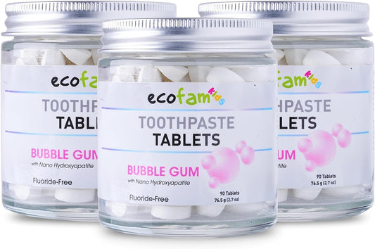 Toothpaste Tablets – Bubblegum | Nano Hydroxyapatite Toothpaste Tablets Chewable | Fluoride Free l 90 Tabs