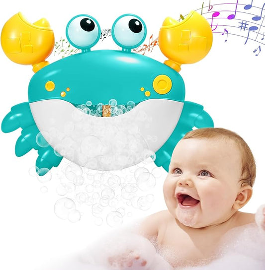 Crab Baby Bath Toys, Crab Bubble Bath Machine, Automatic Bath Toy Blows Bubbles & Plays Children’s Songs, Bathtub Bubble Maker - Kids Birthday Gift for 1 2 3 Year Old Boy Girl Azure