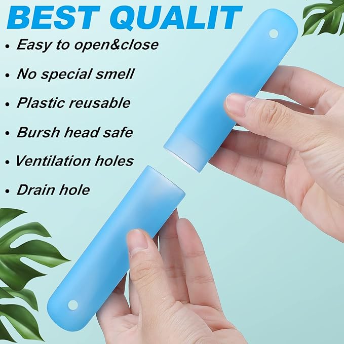Sieral 90 Pack Travel Toothbrush Case Holder Bulk Breathable Portable Toothbrush Storage 7 Assorted Color Plastic Toothbrush Container for Home Outdoor Traveling Trip Camping, 8 x 1.2 Inch