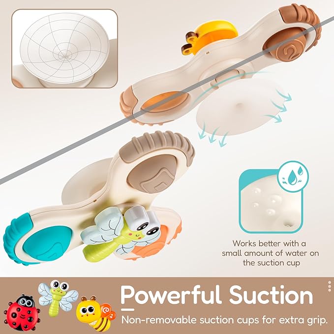 ALASOU 3PCS Pop Suction Cup Spinner Toys for 1 Year Old Boy Girl|Novelty Spinning Tops Toddler Stocking Stuffers|Baby Bath Toy for Kids Ages 1-3|1 Year Old Boy Christmas Birthday Gift for Infant