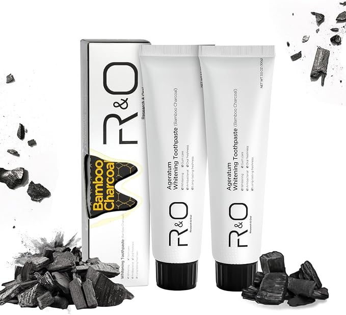 R&O Ageratum Whitening Toothpaste with Bamboo Charcoal, 3.53 oz - Great for Teeth Whitening, Reduces Plaque, Removes Stubborn Stains, Promotes Oral Health, Long - Lasting Fresh Breath (2)