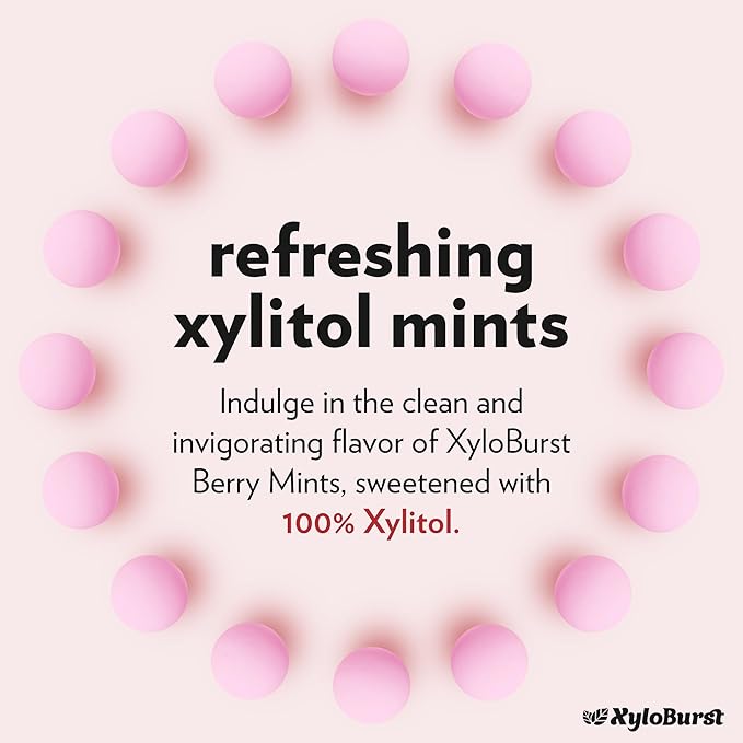 XyloBurst - Xylitol Mints | Sugar Free Breath Mints for Oral Health | Gluten Free, Vegan, Keto Friendly | Aspartame Free Mint | Berry | 200 Count Jar, 3-Pack