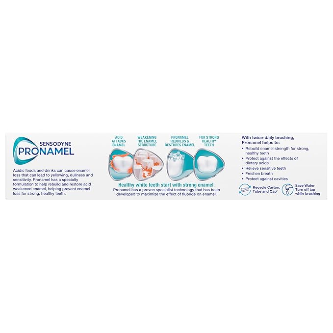 Sensodyne Pronamel Gentle Teeth Whitening Enamel Toothpaste for Sensitive Teeth, to Reharden and Strengthen Enamel, Amazon Exclusive, Fresh Mint - 4 Ounces (Pack of 4)