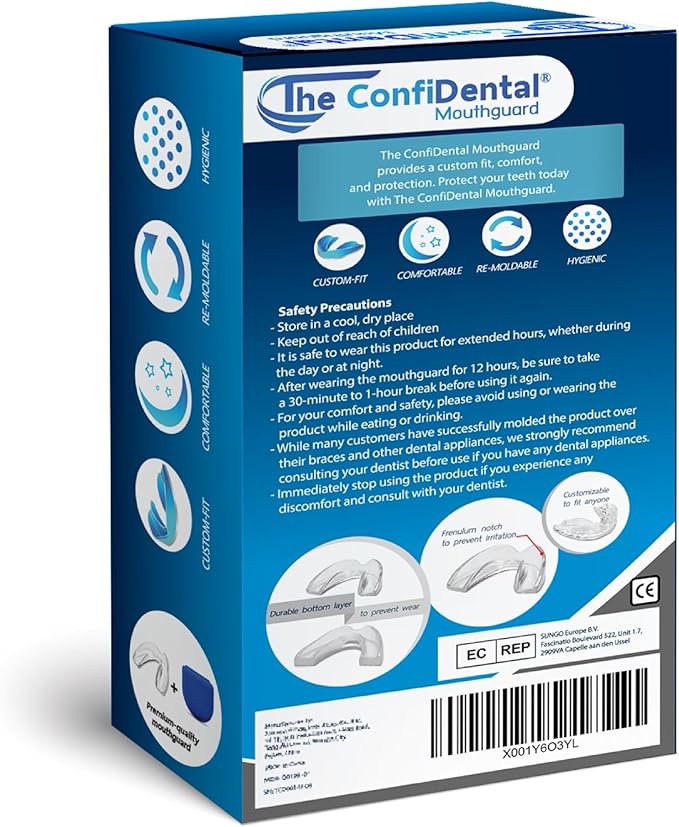 The ConfiDental - Pack of 3 Moldable Mouth Guard for Teeth Grinding Clenching Bruxism, Sport Athletic, Whitening Tray, Including 2 Regular and 1 Heavy Duty Guard (2 (LLL) Regular 1 (II) Heavy Duty)