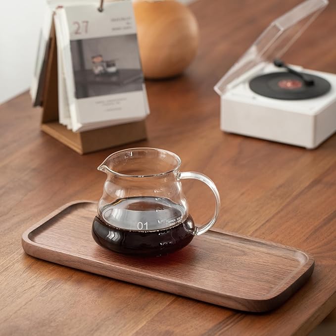 Wood Serving Tray, Small Trays for Storage, Rectangle Wooden Plates for Serving Food, Tea and Coffee, Decorative Vanity Tray for Bathroom, Tray for Kitchen Counter(Set of 2, Walnut)