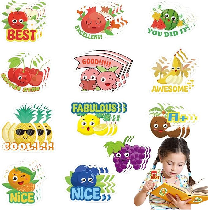 Scratch and Sniff Stickers - 60pcs Kids Classroom Sniff Reward Stickers 12 Fruit Designs Incentives Sticker for Student Classroom Chart Students Awards
