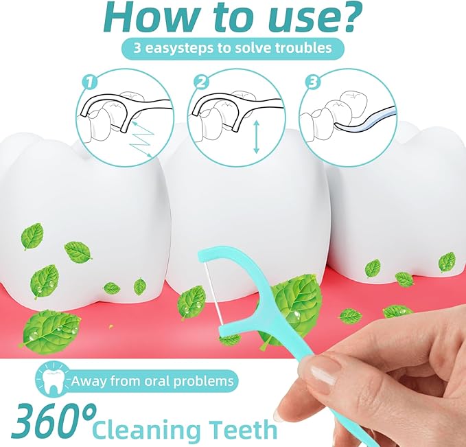 300PCS Dental Floss Travel Floss Professional Toothpicks Sticks Dental Floss Picks Flossers with Travel Case Superfine Floss Picks Dental Picks for Teeth Cleaning