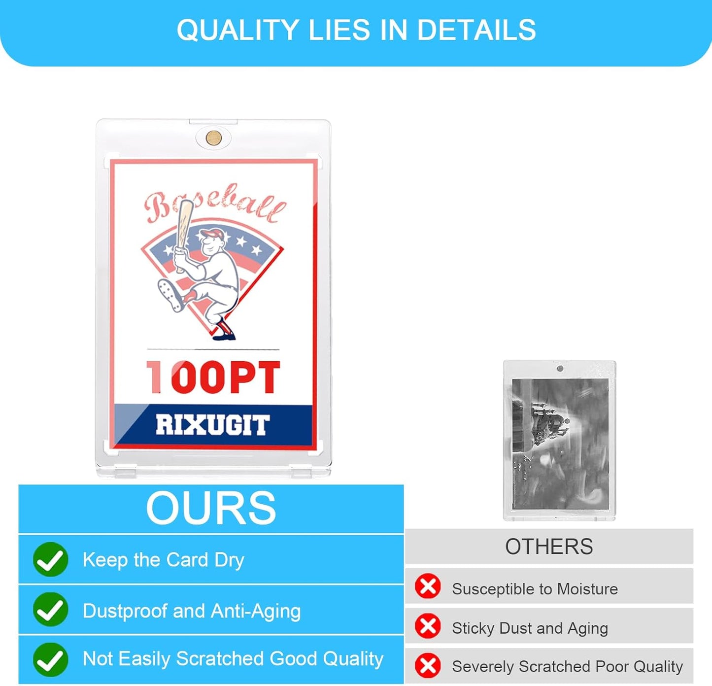 20-Pack One Touch Magnetic Card-Holder - 100PT Magnetic Sports Card Holders, Trading Card Holder, UV Protection， Sports Card Protectors, Magnet Case Fit for Standard Cards Storage and Display