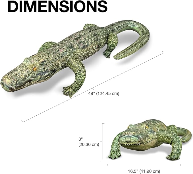 Jet Creations Alligator Inflatable 49"L (76" Head to Tail) – Green with Armor Imprint – Realistic Animal Toy, Sports Mascot, Thanksgiving and Christmas Decorations, Holiday Home Decor, 1 pc