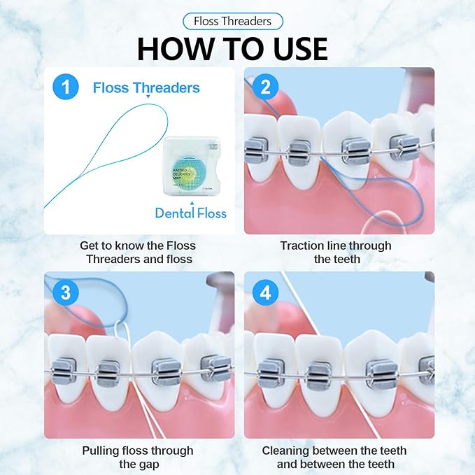 RAZOKO Floss Threaders | Dental Floss Threaders for Braces, Bridges, and Implants |140PCS (Pack of 2)