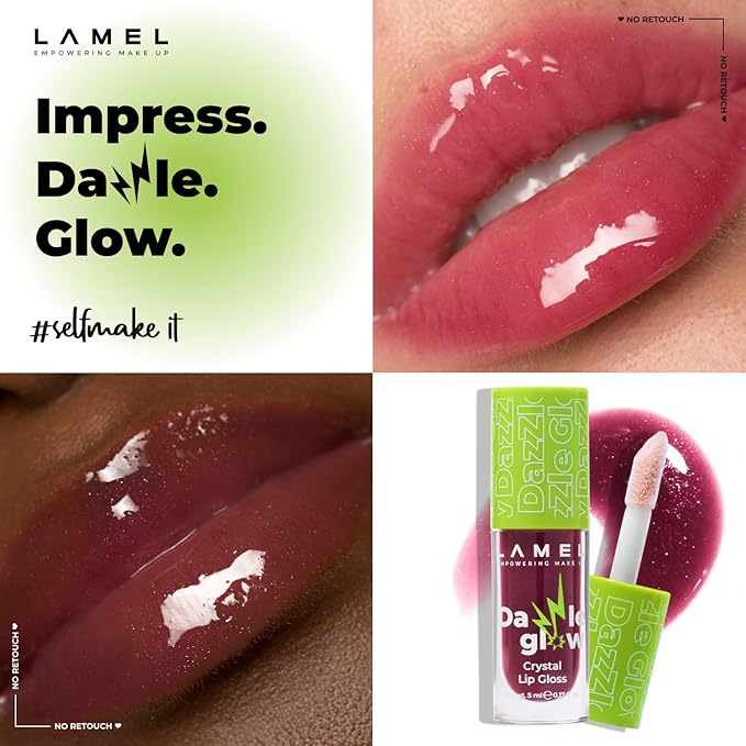 Lamel Dazzle Glow Crystal Clear Lip Gloss - Hydrating Lip Gloss - Non Sticky - Colored - Moisturizing - №407 Provocative