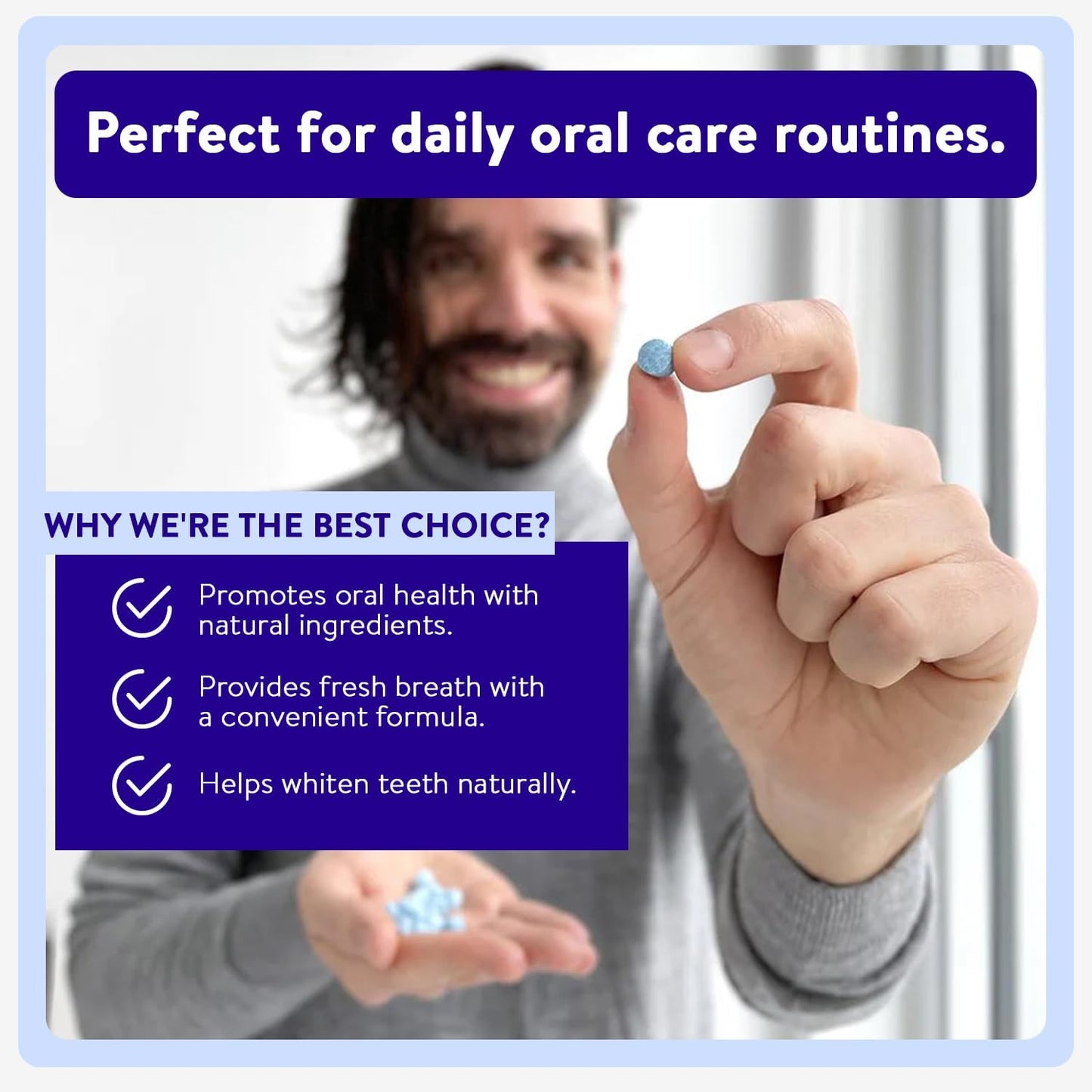 Active Wow Mouthwash Tablets - Chewable Mouth Wash, Breath Freshening Tablets, Fluoride-Free, Alcohol-Free, Vegan, Sugar-Free, Mint Flavor - 1 Pack, 60 Tablets