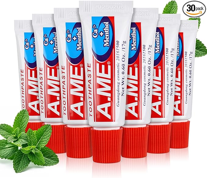 Toothpaste Bulk Travel Size, Disposable Small Travel Portable Mini Compact Pocket Size Toothpaste for Bad Breath, Vacation/Hotel/Camping Shelter/Homeless/Nursing Home/Charity 0.6 oz/ 17g (30 Tubes)