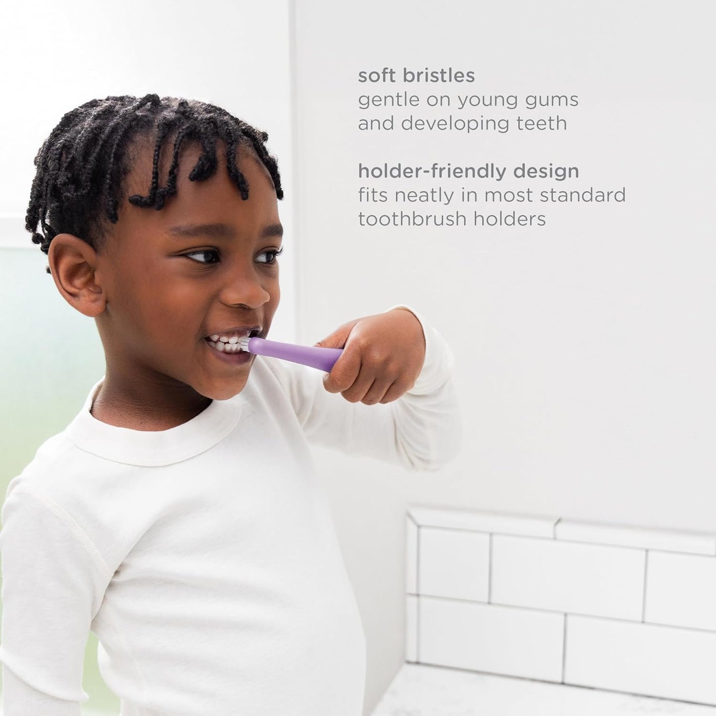 Ubbi Grow with Me Toothbrush Training Set for Babies and Toddlers, Includes Silicone Finger Brush, 360° and Soft Bristled Toothbrush, Smoothie Purple