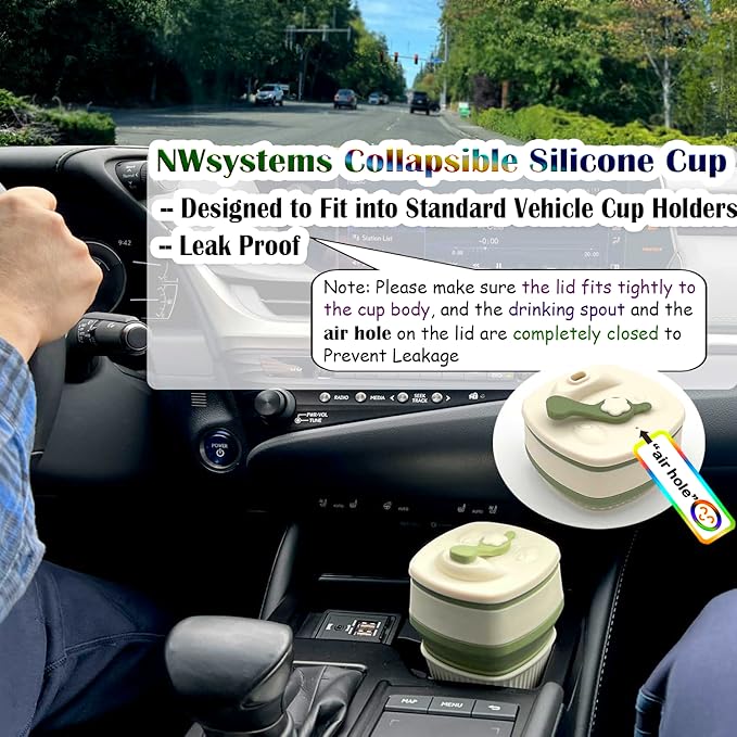 Collapsible Silicone Cup, Safe & Portable, for Hot & Cold Drinks, 18.6 oz (550 ml) - Travel, Camping, Office, and More – Sage Green