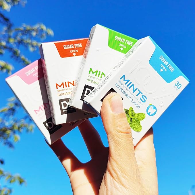 DC24 DAILY CARE 0-Calorie Breath Mints,100% Erythritol, Sugar Free for Dry Mouth, Gluten Free, Assorted Flavor, 30 Count, Pack of 4