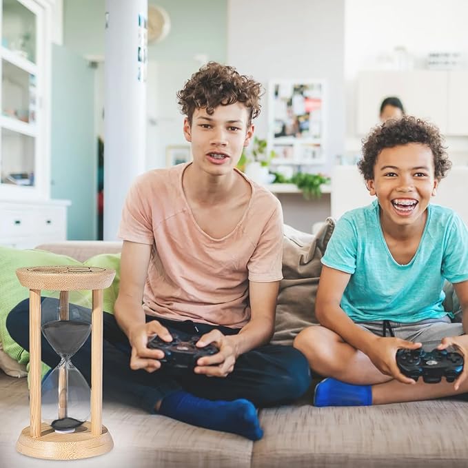 SuLiao Wooden Sand Timer 5 Minute Hourglass, Beech Small Black Sand Watch 5 Min, Reloj De Arena Hour Glass Sandglass for Home Office Decorative Game Classroom