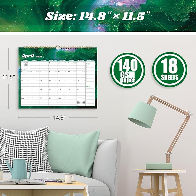 2026 Calendar 12 Month Wall Calendar 2026, Jan to Dec 2026 Calendar with Julian Dates, 14.8" X 11.5" (2026 Wall Calendar Star Dust)