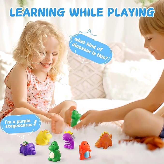 Color Changing No Hole Toddler Bath Toys for Kids Ages 1-3 4-8, Dinosaur Bath Toys Toddlers 2-4, Dinosaur Toys, Christmas Stocking Stuffers Christmas Birthday Gifts Bathtub Water Toys with Drying Bag