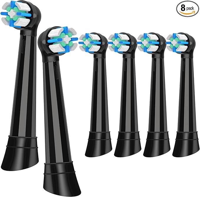 Replacement Toothbrush Heads Compatible with Oral B iO Series 2/3/4/5/6/7/8/9/10 Electric Toothbrush,Round Brush Heads for Gentle Gum Care & Deep Cleaning,6PACK,Black