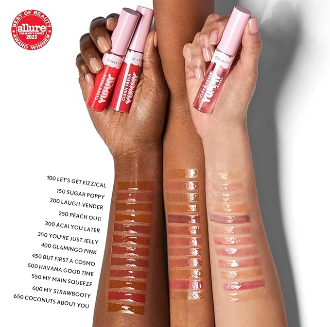 COVERGIRL Clean Fresh Yummy Lip Gloss, Sheer, Natural Scents, Vegan Formula - 150 Sugar Poppy, 0.33 fl oz