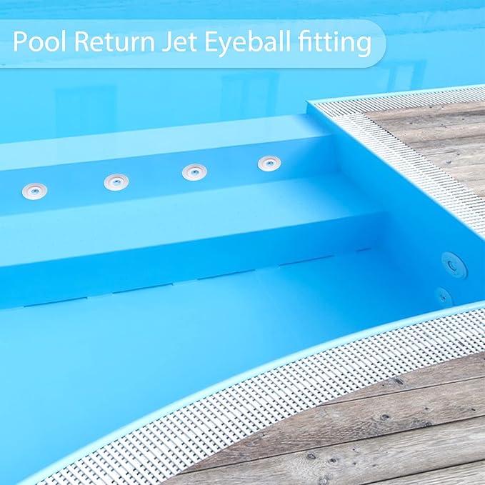 3 Pieces Pool Jet Nozzles, 3/4" Directional Flow Eyeball Inlet Jet, Swimming Pool Return Jet Replacement Parts Fittings Spa with 1-1/2 Inch MIP Thread Pool Accessories for Cleaning White