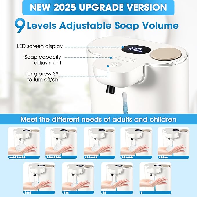 Automatic Soap Dispenser,Touchless Foaming Soap Dispenser,16.9oz/500ml Rechargeable Wall Mounted Smart Dispenser for Bathroom Kitchen,Easy for Toddlers(White)